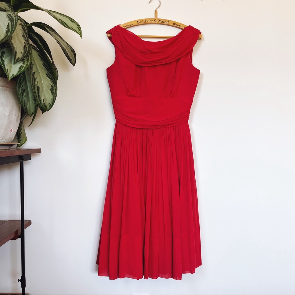 Vintage 1950s Handsewn Red Twirl Dress